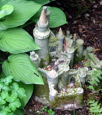  Hostas and ferns by the castle. 