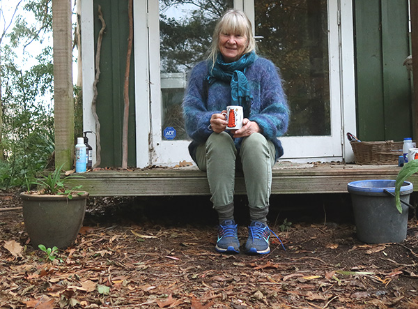  On the cottage verandah. 