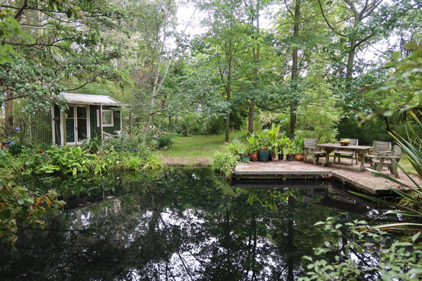  Pond Cottage and the pond decking. 